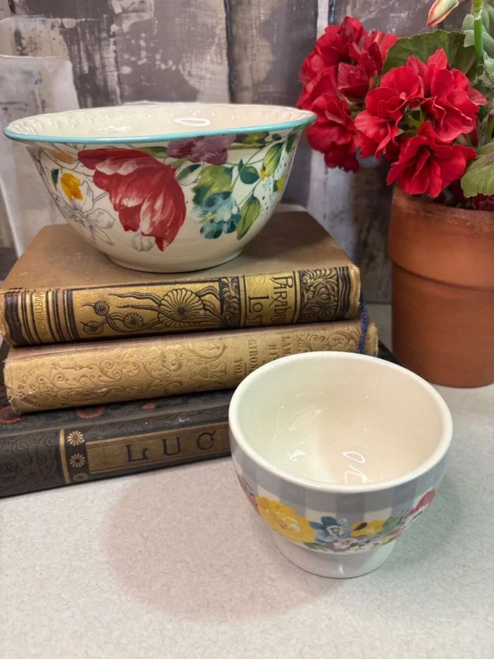 Pioneer Woman Ceramic Cereal & Fruit Bowl Set of Two Floral